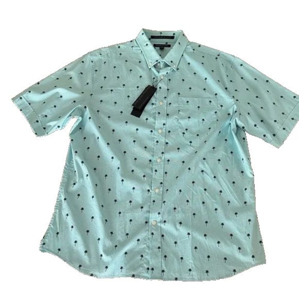 Banana Republic Men's Button-Up Short Sleeve Shirt Size XL Tall Palm Trees NWT